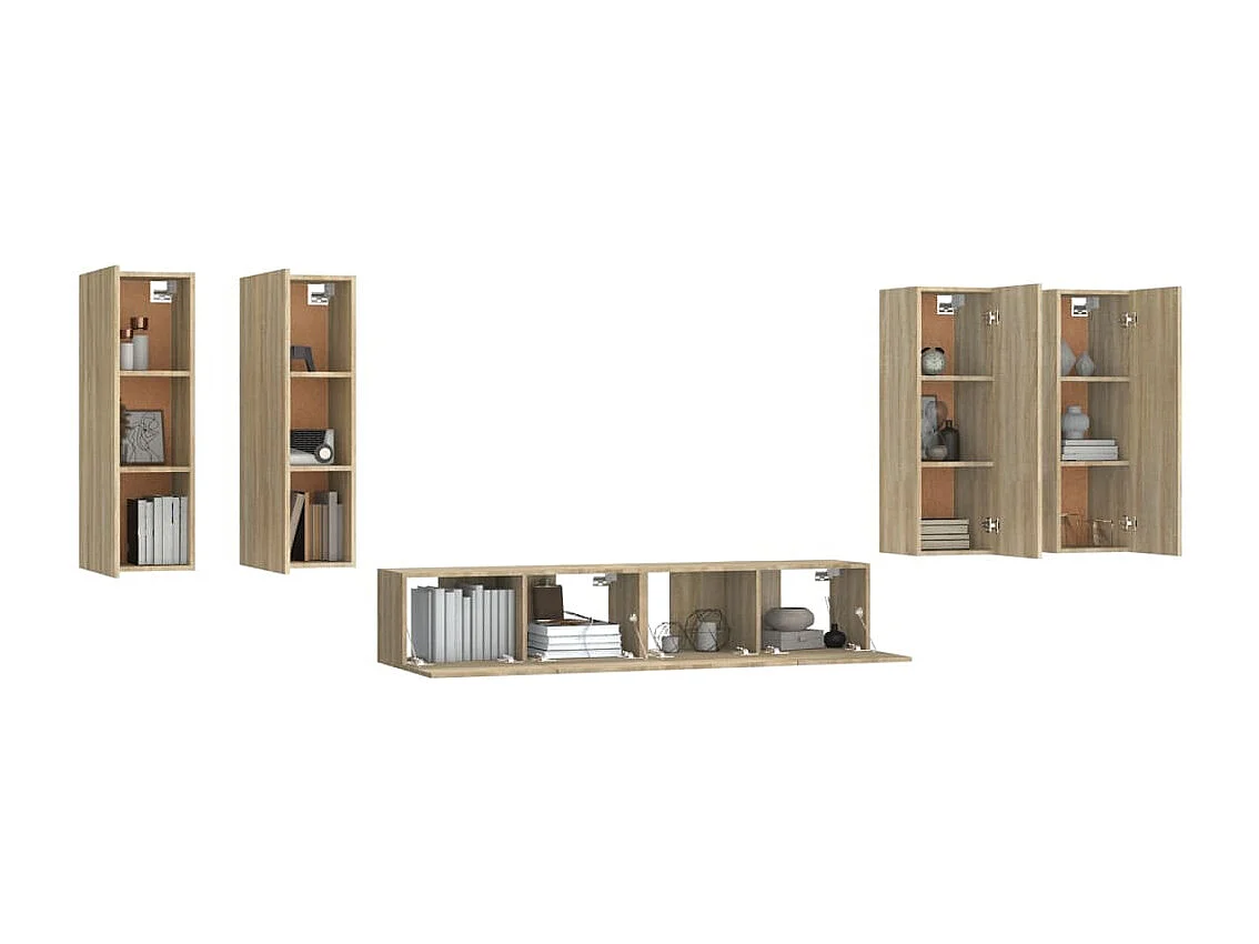 Lunteren  Ensemble de meubles TV 6 pcs Chêne sonoma Bois d'ingénierie