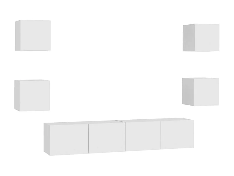 Iseline  Ensemble de meubles TV 6 pcs Blanc Bois d'ingénierie