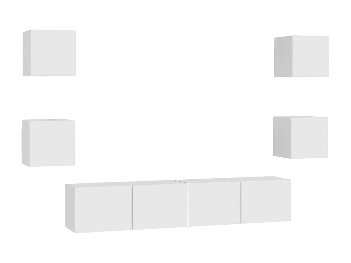 Iseline  Ensemble de meubles TV 6 pcs Blanc Bois d'ingénierie