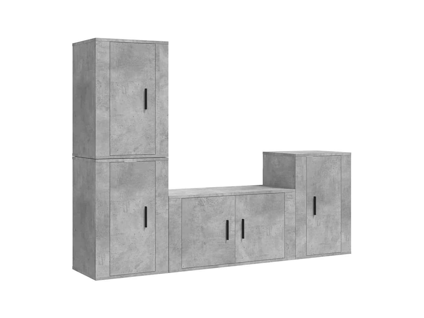 Pete  4-delige Tv-meubelset bewerkt hout betongrijs