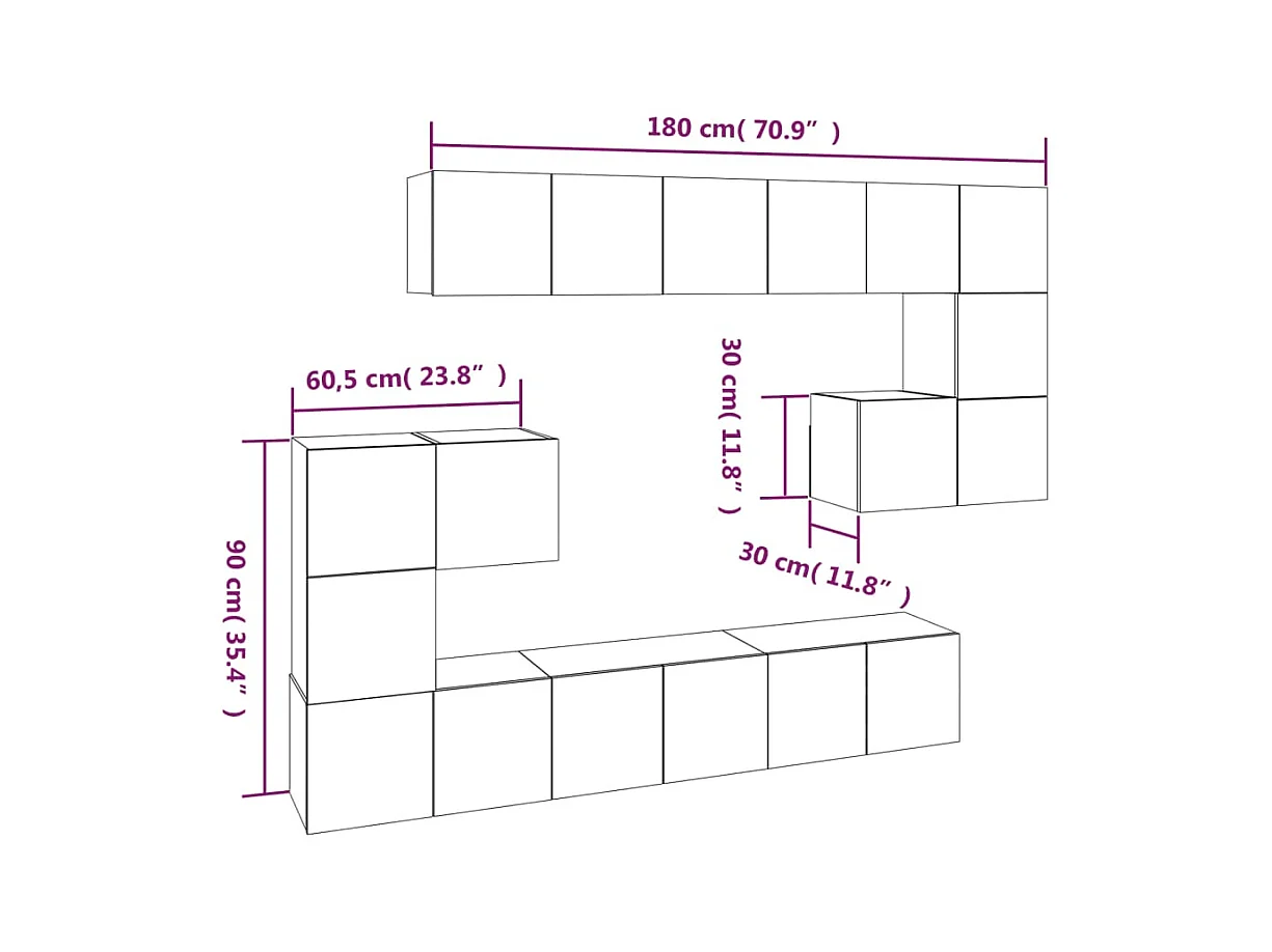 Hector  Ensemble de meubles TV 10 pcs Sonoma gris Bois d'ingénierie