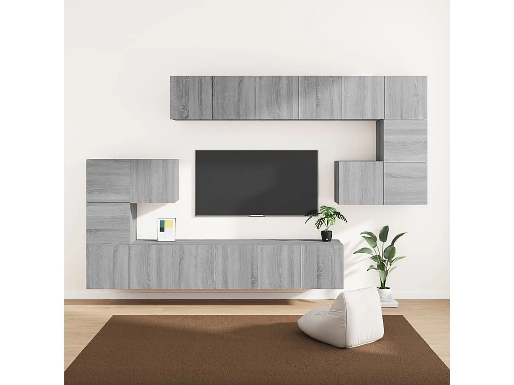 Hector  Set de muebles para TV 10 pzas madera contrachapada gris Sonoma