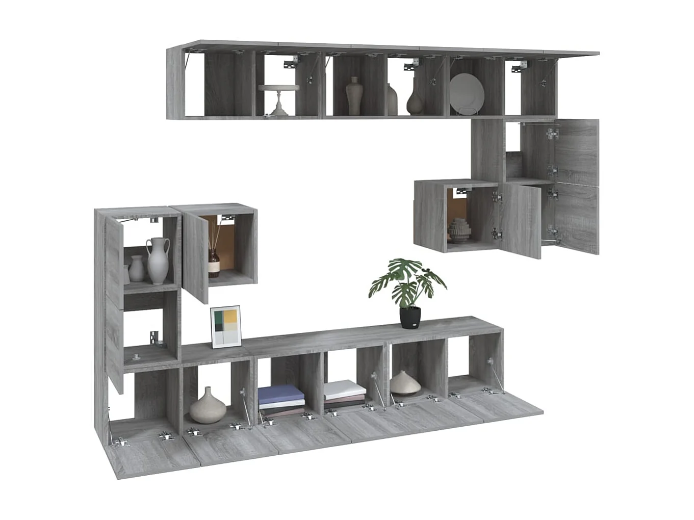 Hector  Set de muebles para TV 10 pzas madera contrachapada gris Sonoma