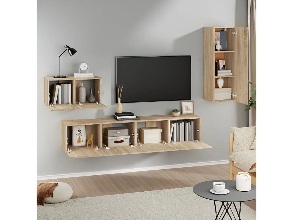 Elwin  Ensemble de meubles TV 4 pcs Chêne sonoma Bois d'ingénierie