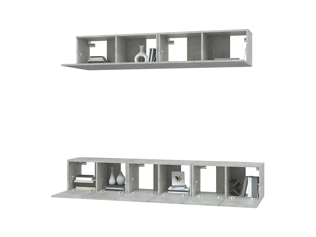 Henriëtte  Ensemble de meubles TV 5 pcs Gris béton Bois d'ingénierie