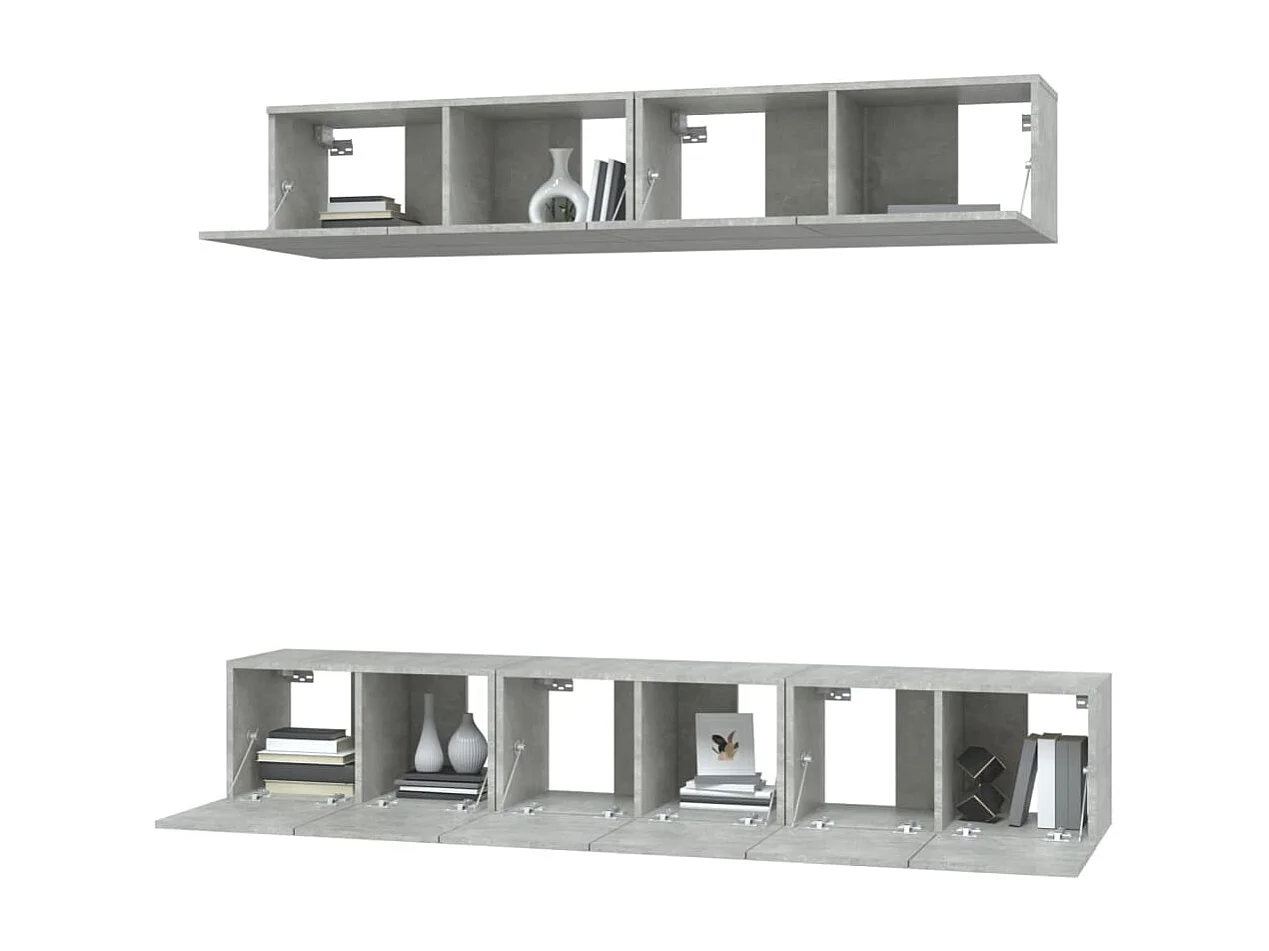 Henriëtte  Set de muebles de TV 5 pzas madera contrachapada gris hormigón