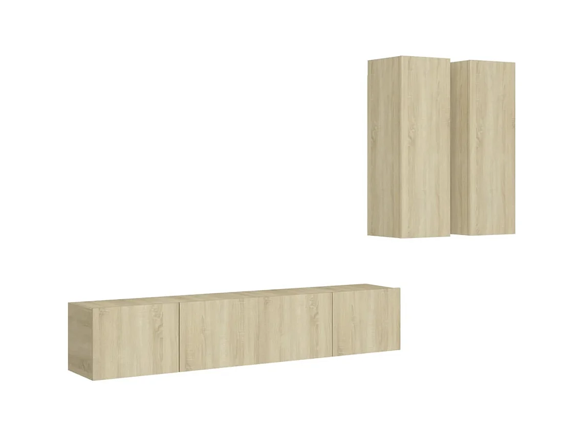 Bethany  Ensemble de meubles TV 4 pcs Chêne sonoma Bois d'ingénierie