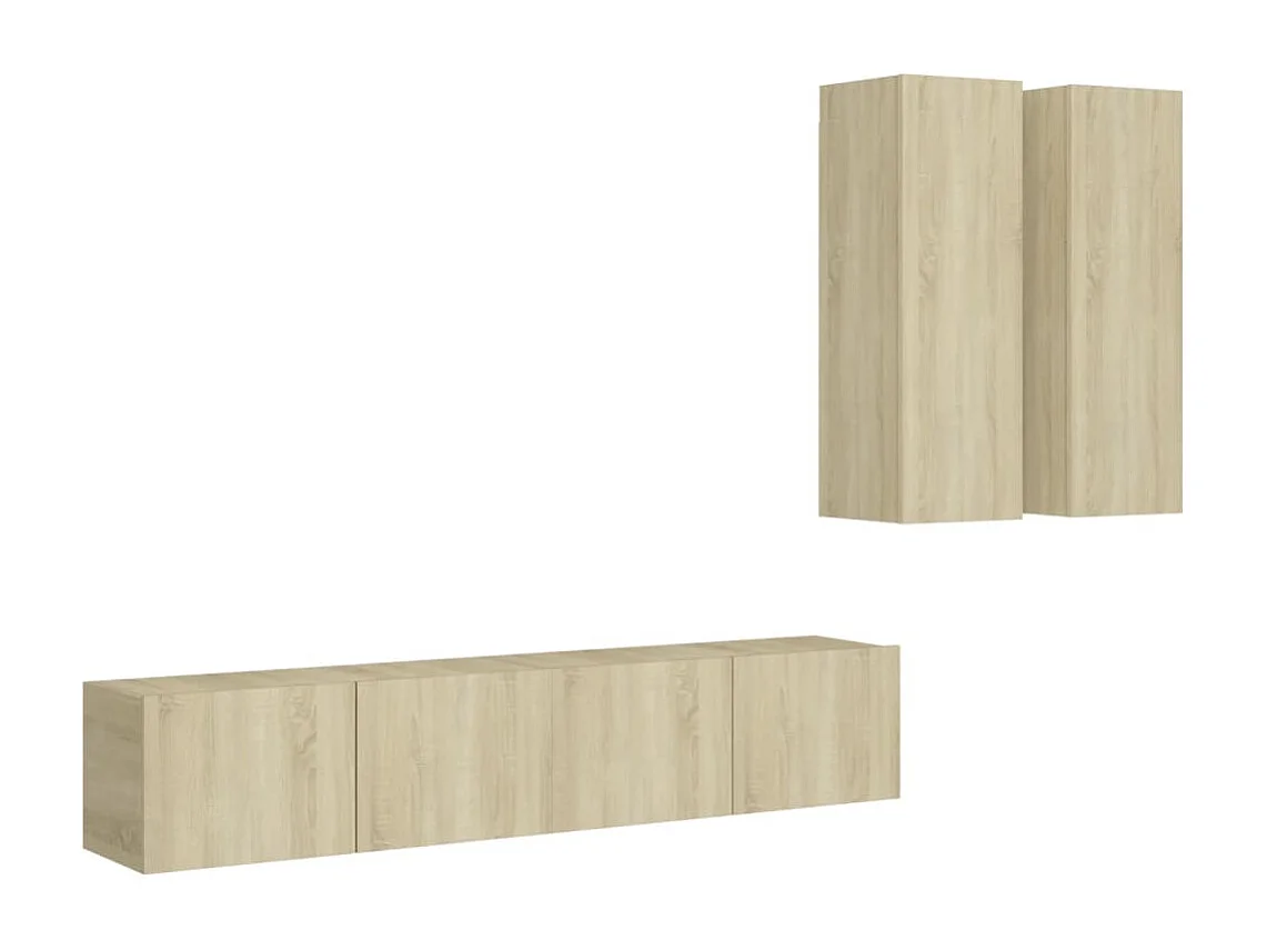 Bethany  Ensemble de meubles TV 4 pcs Chêne sonoma Bois d'ingénierie