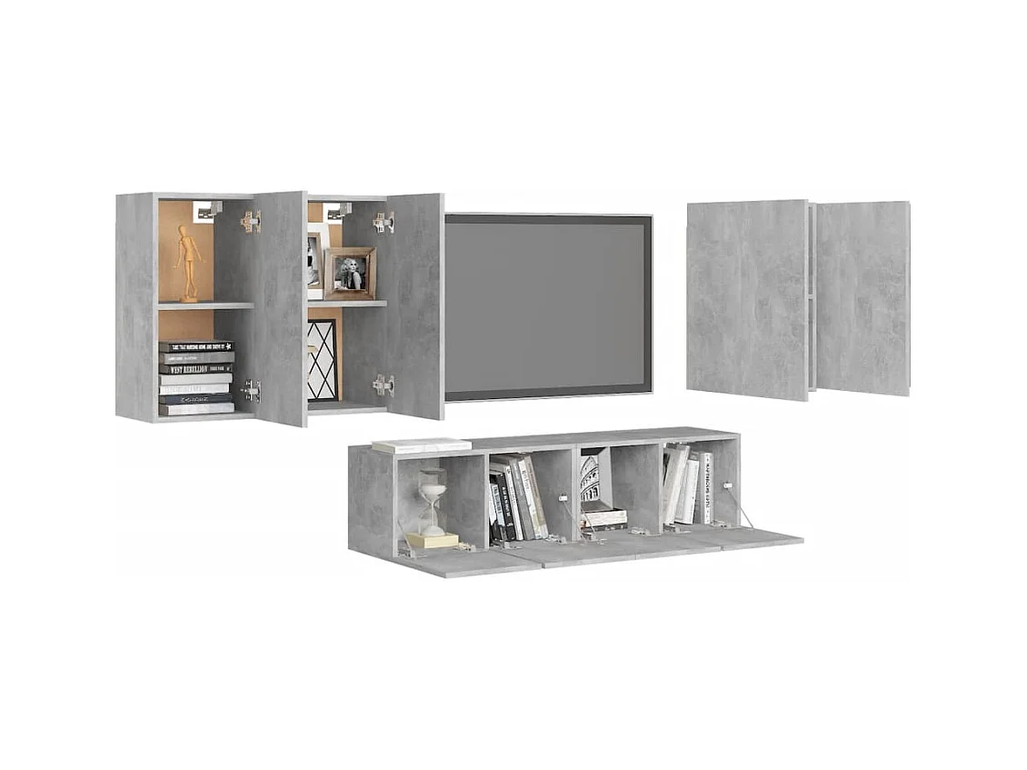 Uzal  Ensemble de meuble TV 6 pcs Gris béton Bois d'ingénierie