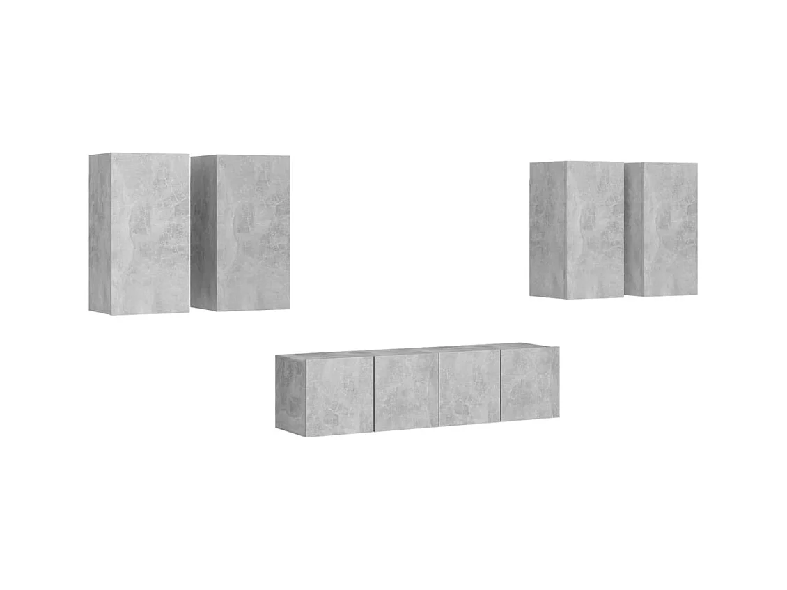 Uzal  Ensemble de meuble TV 6 pcs Gris béton Bois d'ingénierie