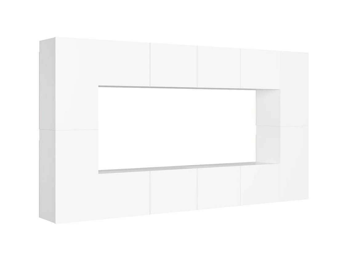 Beltsville  Ensemble de meubles TV 8 pcs Blanc Bois d'ingénierie