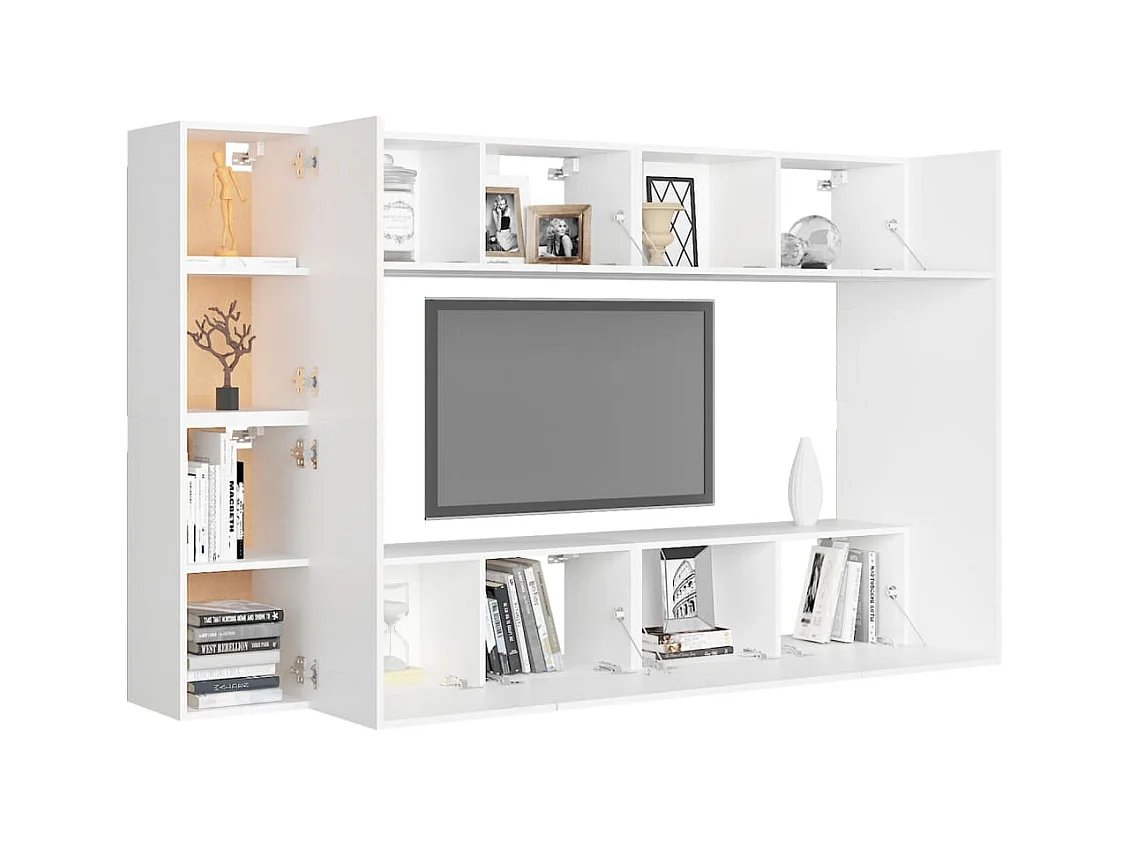 Beltsville  Ensemble de meubles TV 8 pcs Blanc Bois d'ingénierie