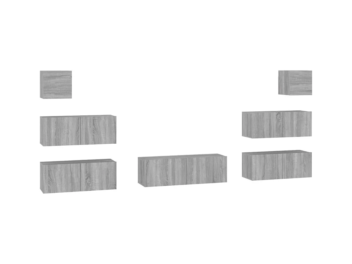Aadil  Ensemble de meubles TV 7 pcs Sonoma gris Bois d'ingénierie