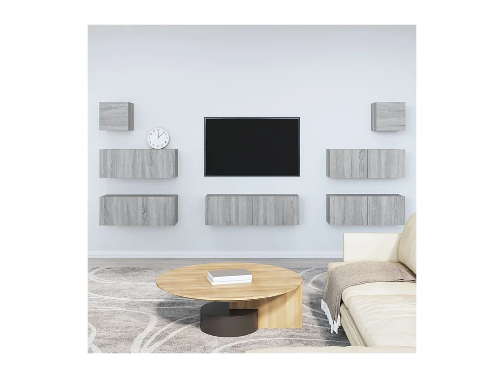 Aadil  Ensemble de meubles TV 7 pcs Sonoma gris Bois d'ingénierie