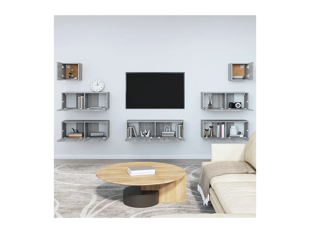 Aadil  Ensemble de meubles TV 7 pcs Sonoma gris Bois d'ingénierie