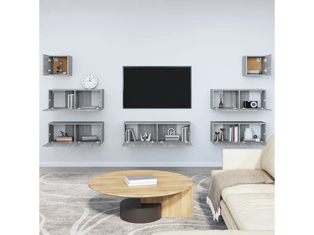 Aadil  Ensemble de meubles TV 7 pcs Sonoma gris Bois d'ingénierie