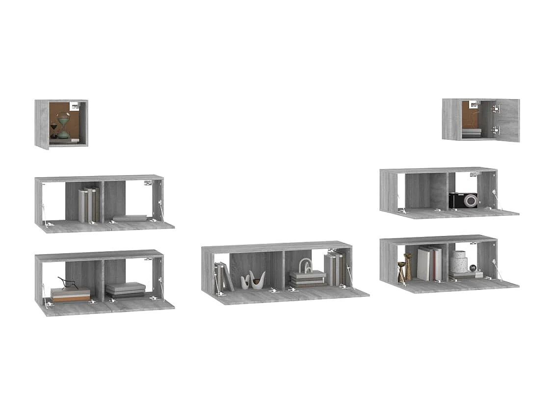 Aadil  Ensemble de meubles TV 7 pcs Sonoma gris Bois d'ingénierie