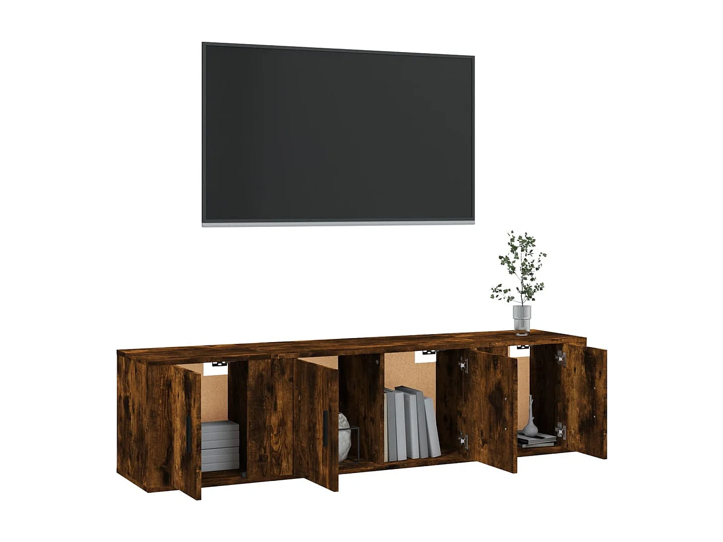 Cevriye  Set de muebles de TV 3 pzas madera contrachapada roble ahumado