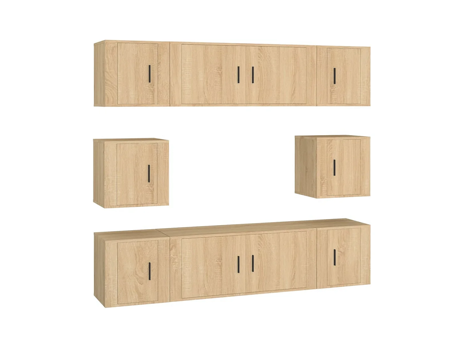 Ywar  Set de muebles para TV 8 pzas madera contrachapada roble Sonoma