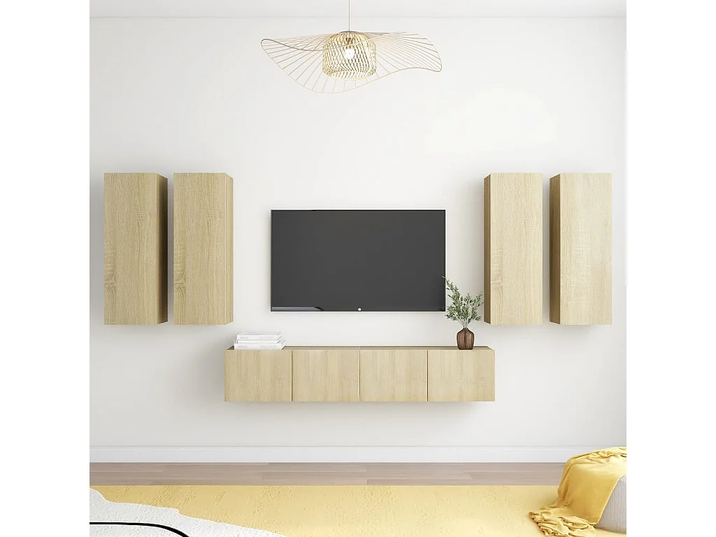 Uzal  Ensemble de meuble TV 6 pcs Chêne sonoma Bois d'ingénierie