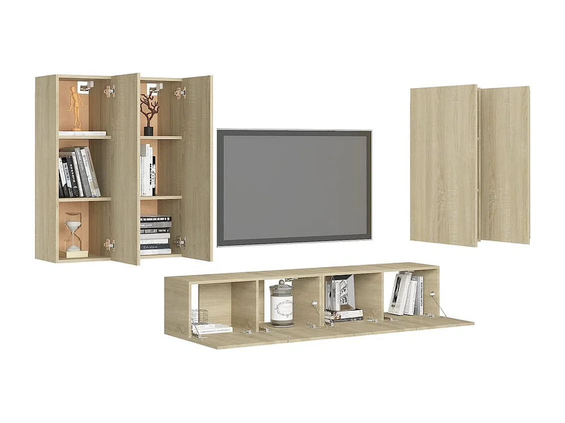 Uzal  Ensemble de meuble TV 6 pcs Chêne sonoma Bois d'ingénierie