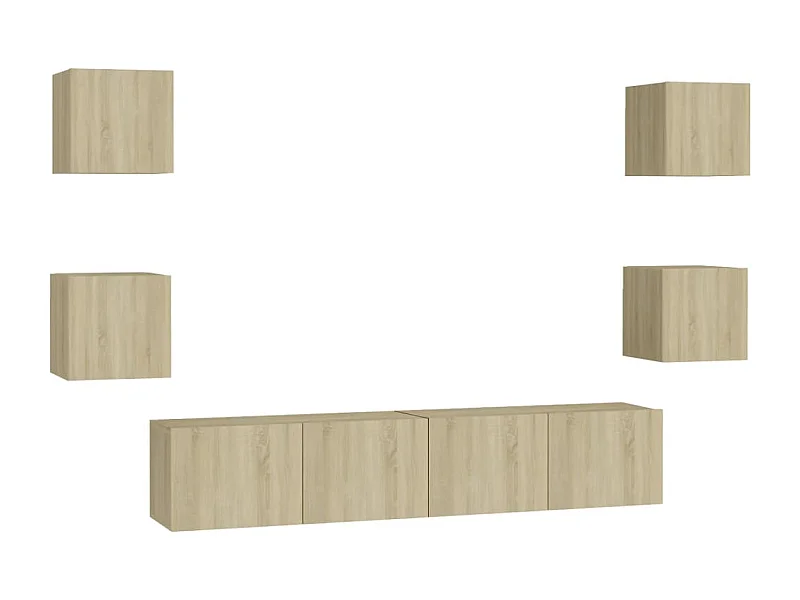 Iseline  Ensemble de meubles TV 6 pcs Chêne sonoma Bois d'ingénierie