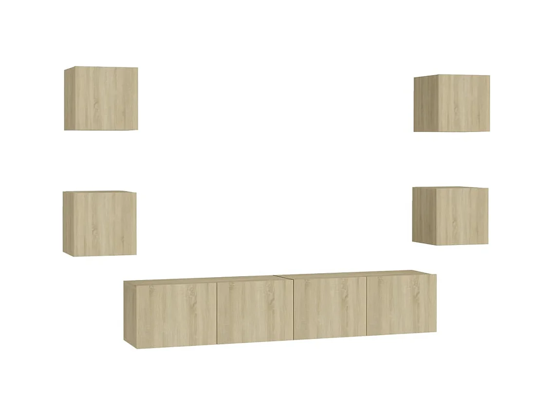 Iseline  Ensemble de meubles TV 6 pcs Chêne sonoma Bois d'ingénierie