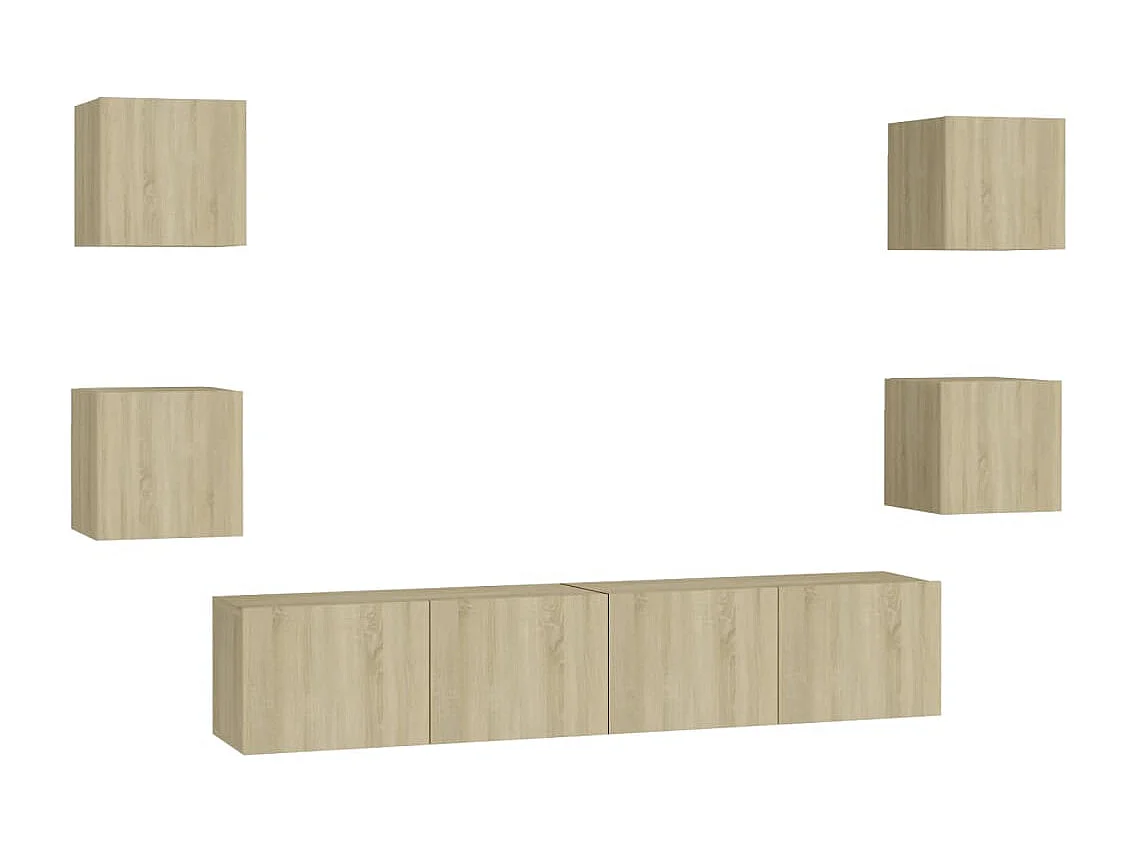 Iseline  Ensemble de meubles TV 6 pcs Chêne sonoma Bois d'ingénierie