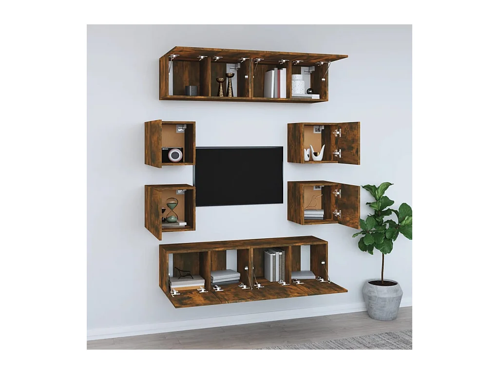 Clondalkin  Ensemble de meubles TV 8 pcs Chêne fumé Bois d'ingénierie