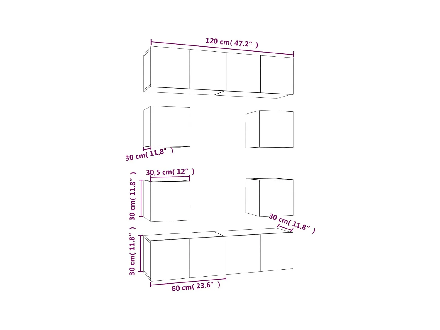 Clondalkin  Ensemble de meubles TV 8 pcs Chêne fumé Bois d'ingénierie