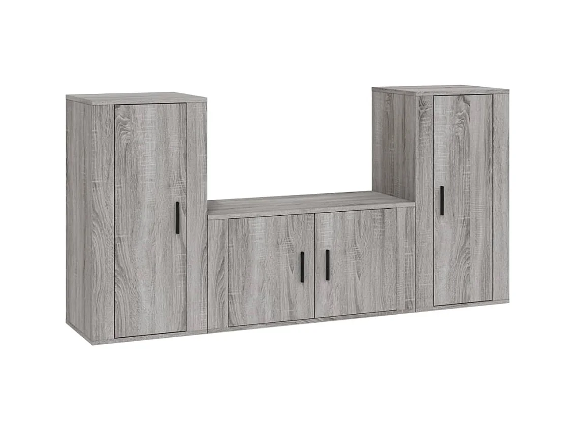 Agnetha  Ensemble de meubles TV 3 pcs Sonoma gris Bois d'ingénierie