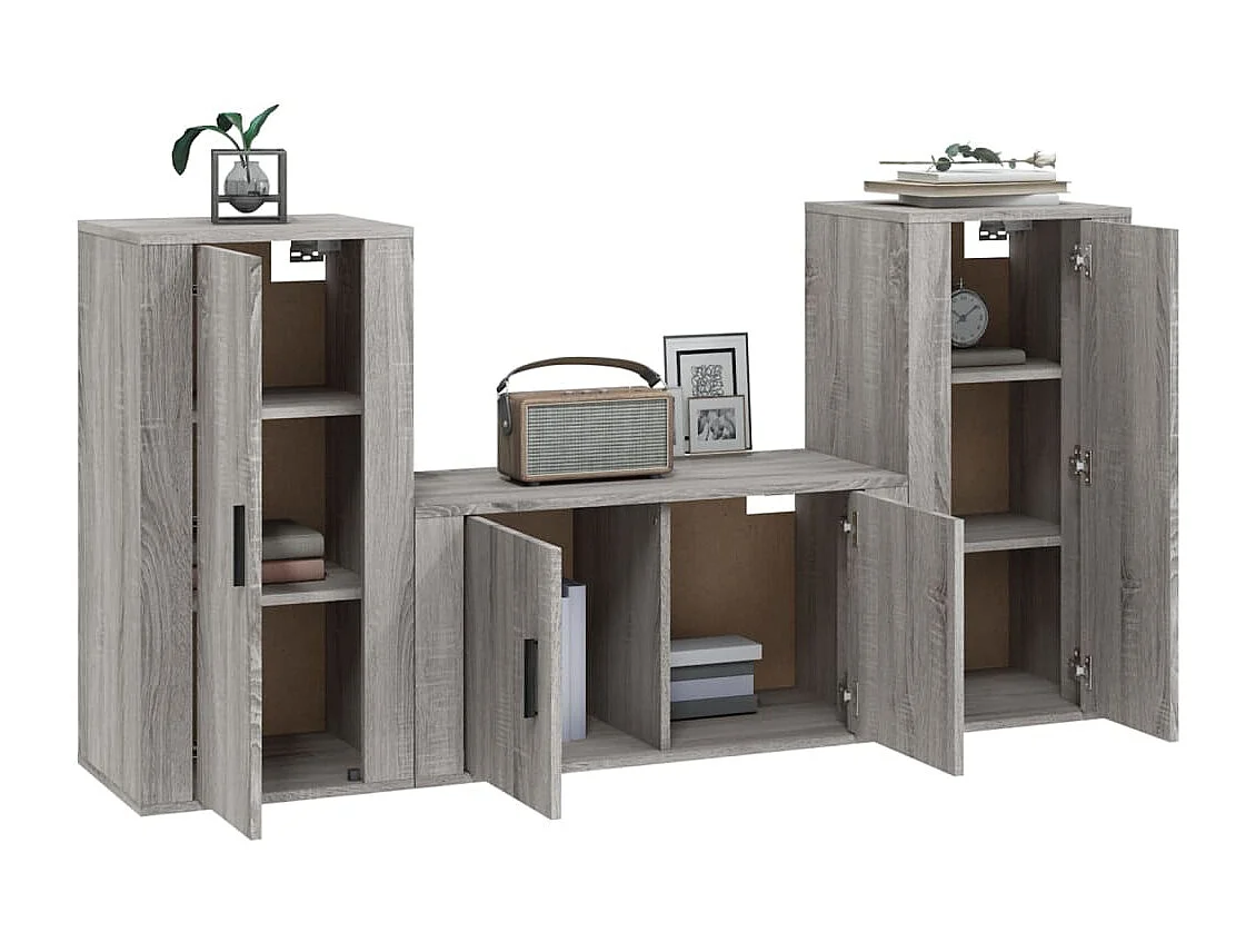 Agnetha  Ensemble de meubles TV 3 pcs Sonoma gris Bois d'ingénierie