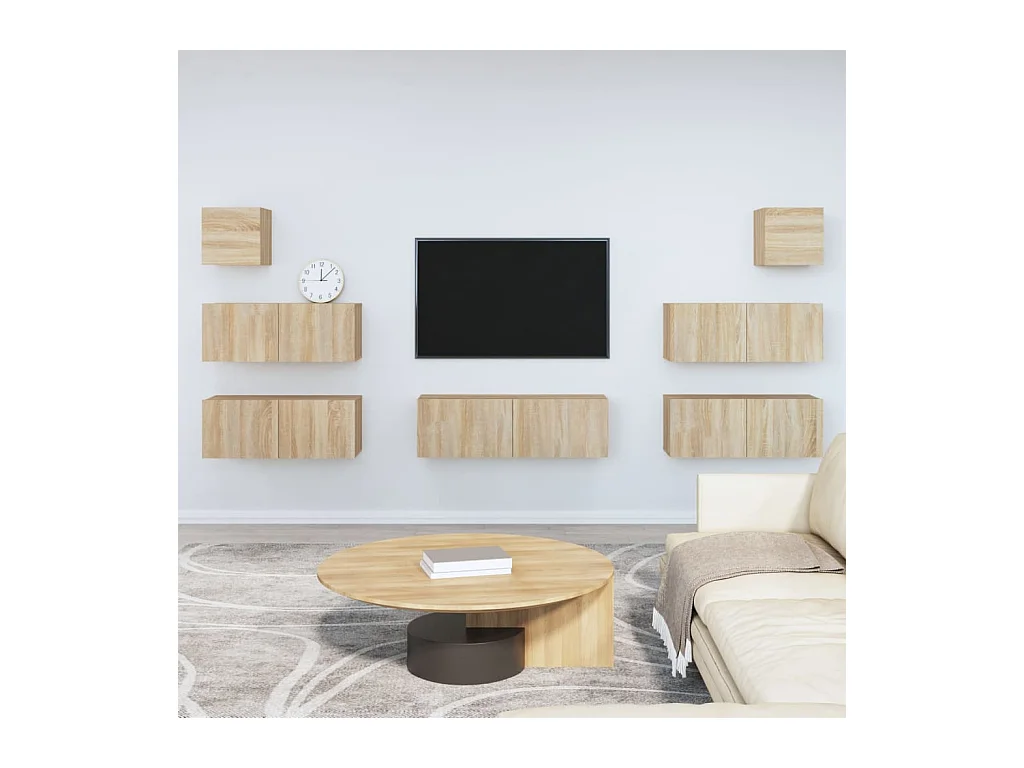 Aadil  Set de muebles para TV 7 pzas madera contrachapada roble Sonoma