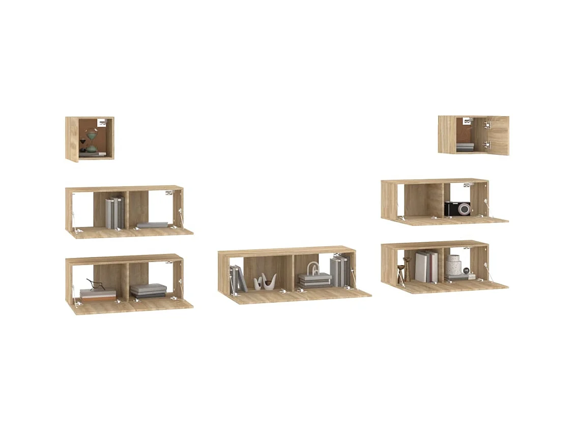 Aadil  Set de muebles para TV 7 pzas madera contrachapada roble Sonoma