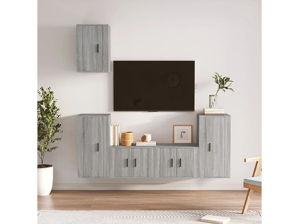 Ingrid Helene  Ensemble de meubles TV 5 pcs Sonoma gris Bois d'ingénierie
