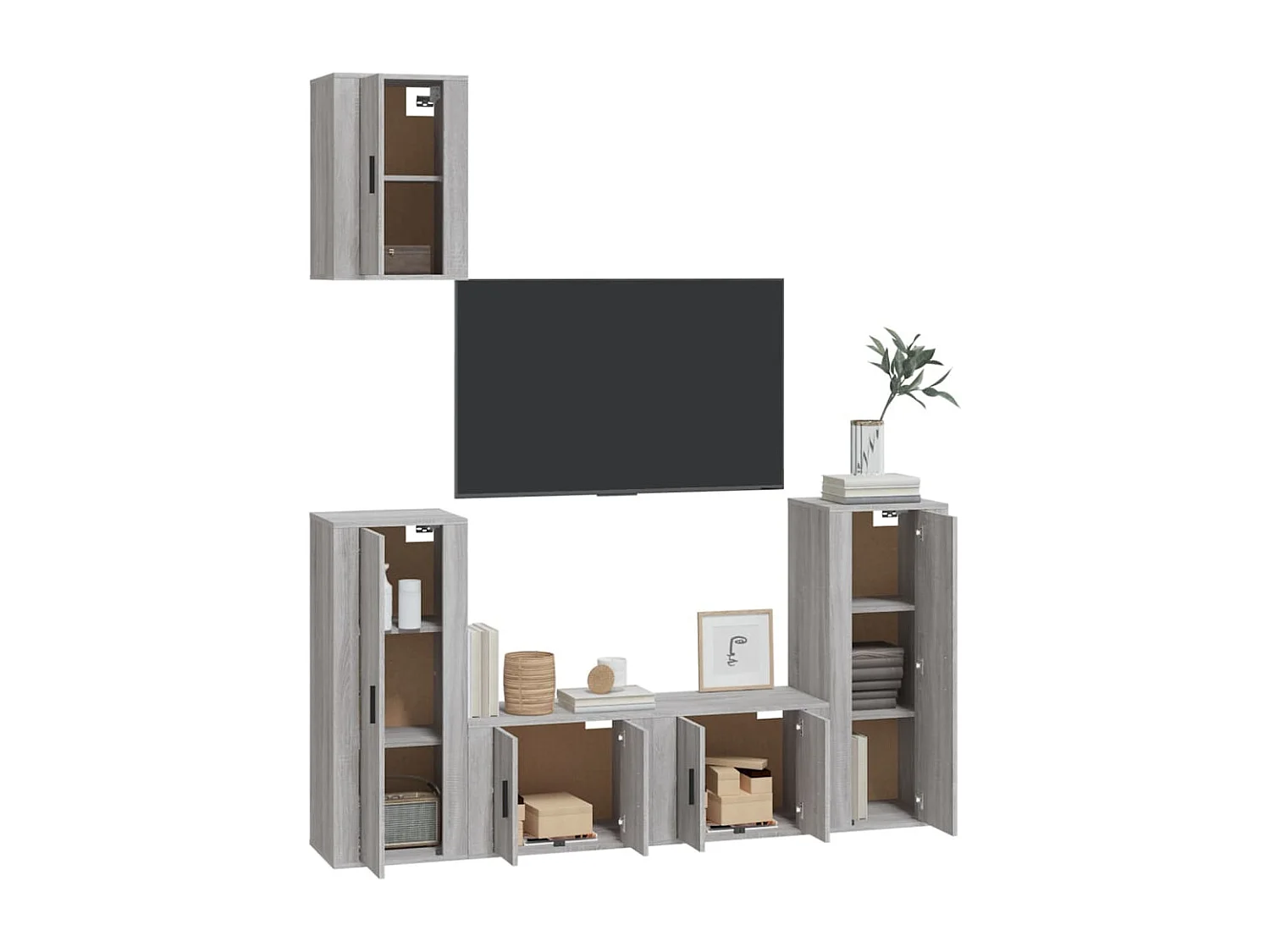 Ingrid Helene  Ensemble de meubles TV 5 pcs Sonoma gris Bois d'ingénierie