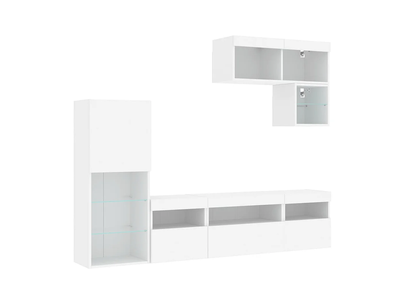 Tilda  Unités murales TV avec LED 6 pcs blanc bois d'ingénierie