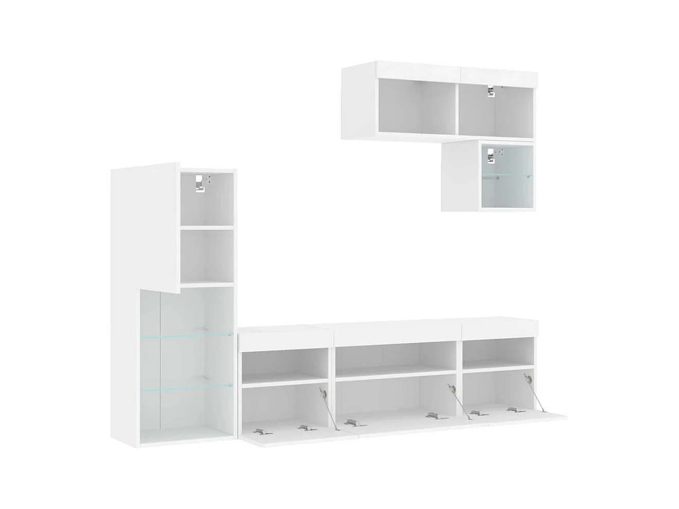 Tilda  Unités murales TV avec LED 6 pcs blanc bois d'ingénierie