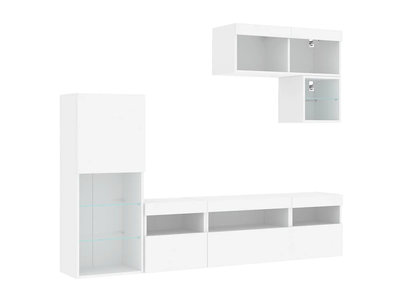 Tilda  Unités murales TV avec LED 6 pcs blanc bois d'ingénierie