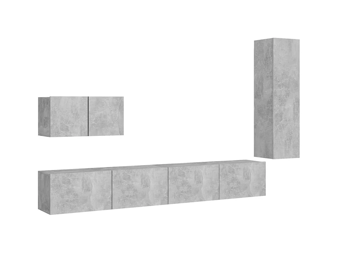 Ann Arbor  Ensemble de meubles TV 4 pcs Gris béton Bois d'ingénierie