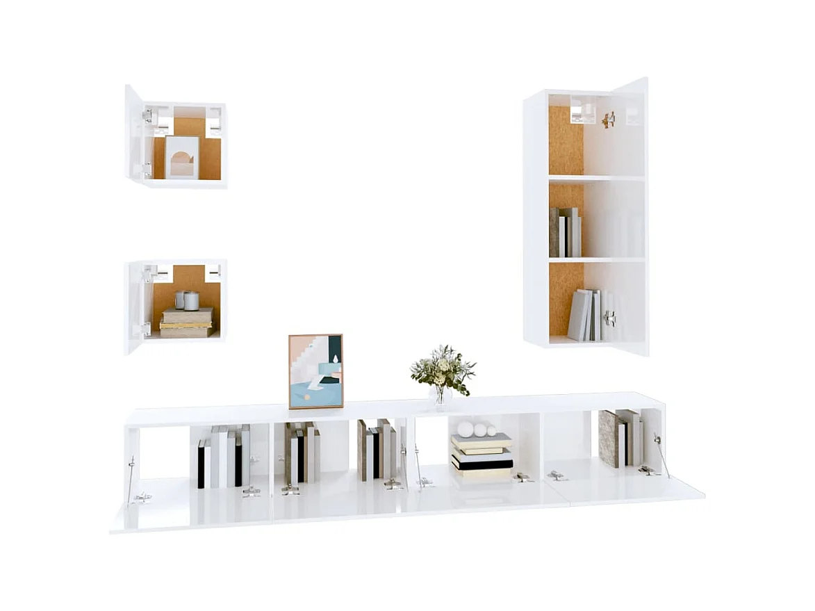 Garden Furniture -  5-delige Tv-meubelset bewerkt hout wit