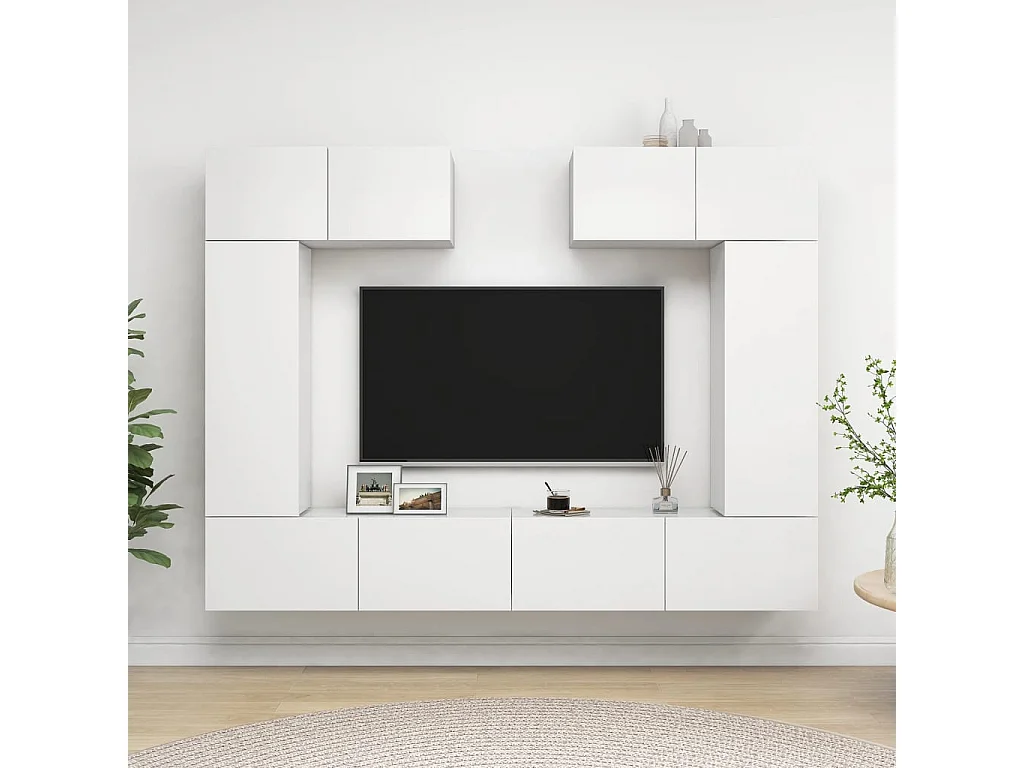 Viena  6-delige Tv-meubelset bewerkt hout wit