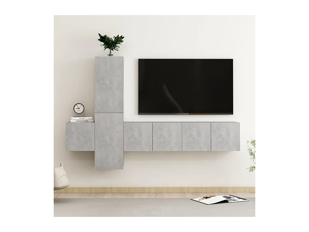 Daingean  Ensemble de meubles TV 5 pcs Gris béton Bois d'ingénierie
