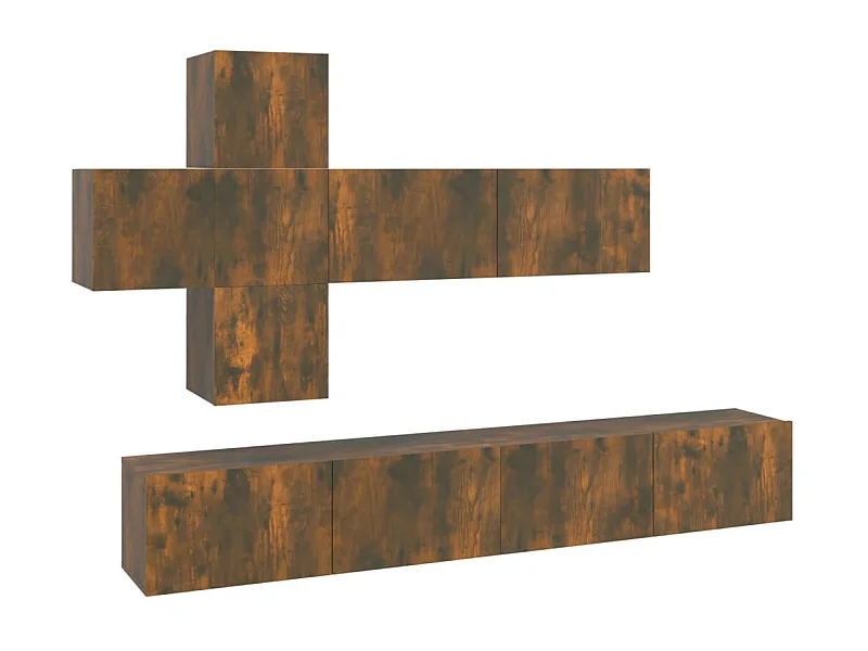 Evangelina  Ensemble de meubles TV 7 pcs Chêne fumé Bois d'ingénierie