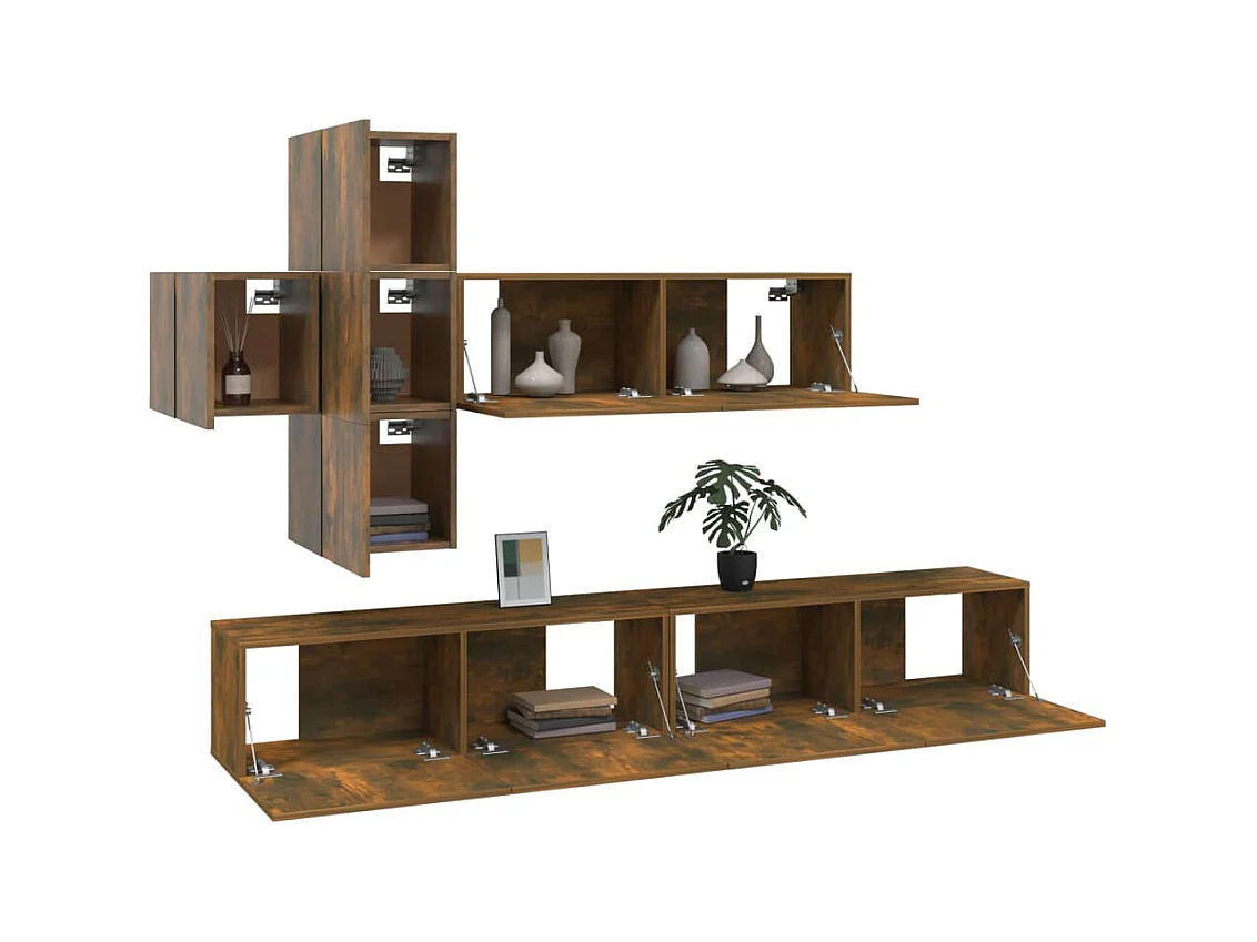 Evangelina  Ensemble de meubles TV 7 pcs Chêne fumé Bois d'ingénierie