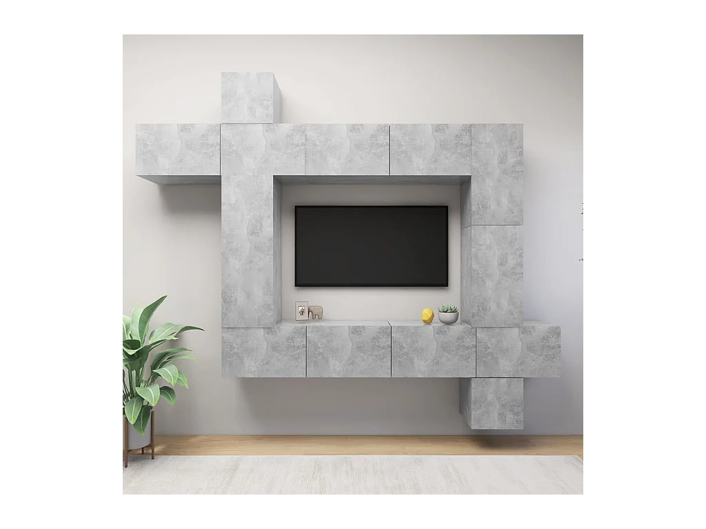 Bradbury  Ensemble de meuble TV 9 pcs Gris béton Bois d'ingénierie