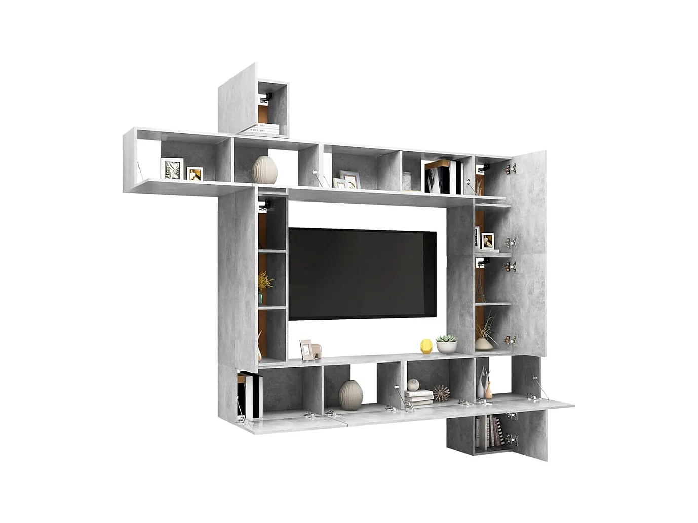 Bradbury  Ensemble de meuble TV 9 pcs Gris béton Bois d'ingénierie