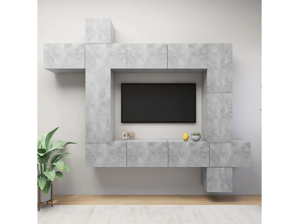 Bradbury  9-delige Tv-meubelset spaanplaat betongrijs