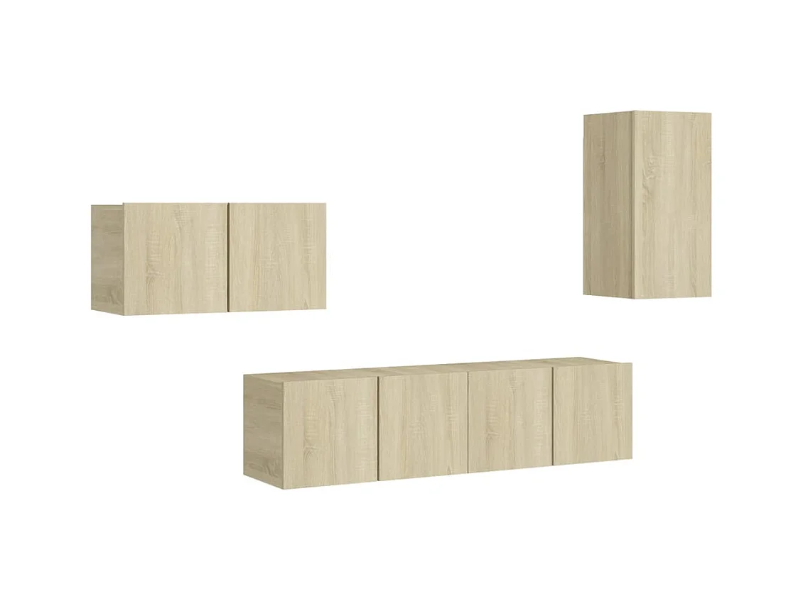 Ann Arbor  Ensemble de meubles TV 4 pcs Chêne sonoma Bois d'ingénierie