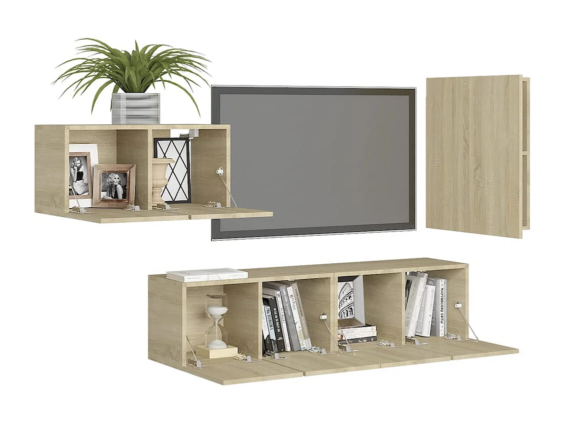 Ann Arbor  Ensemble de meubles TV 4 pcs Chêne sonoma Bois d'ingénierie